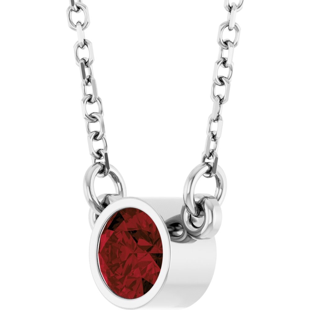 Platinum Natural Mozambique Garnet Solitaire 16" Necklace