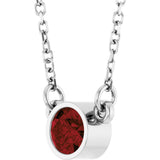 Platinum Natural Mozambique Garnet Solitaire 16" Necklace