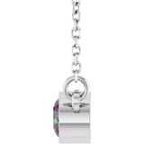Rhodium-Plated Sterling Silver Imitation Alexandrite Solitaire 16" Necklace 