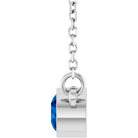 14K White Gold Natural Blue Sapphire Solitaire 16" Necklace 