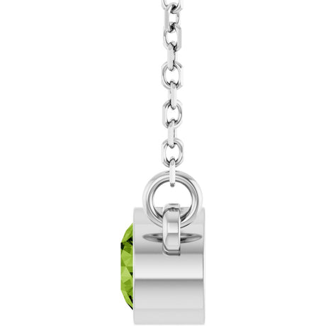 Rhodium-Plated Sterling Silver Natural Peridot Solitaire 16" Necklace