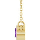 14K Yellow Gold Natural Amethyst Solitaire 16" Necklace 