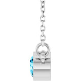 Rhodium-Plated Sterling Silver Natural Aquamarine Solitaire 16" Necklace