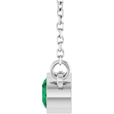 Rhodium-Plated Sterling Silver Lab-Grown Emerald Solitaire 16" Necklace 