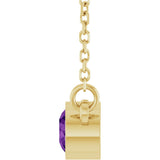 14K Yellow Natural Amethyst Solitaire 16" Necklace