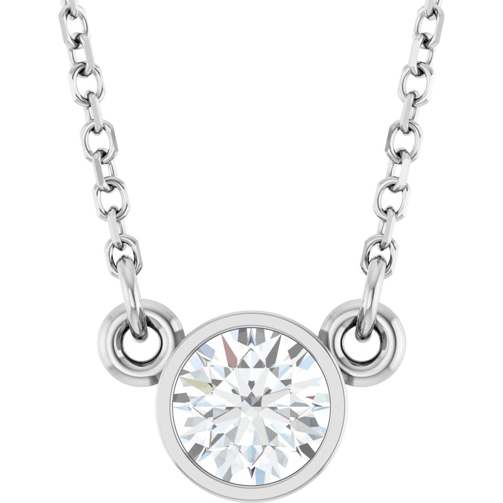 14K White 1/3 CT Lab-Grown Diamond Solitaire 18" Necklace 