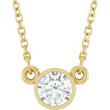 14K Yellow Gold 1/3 CT Natural Diamond Solitaire 18" Necklace 