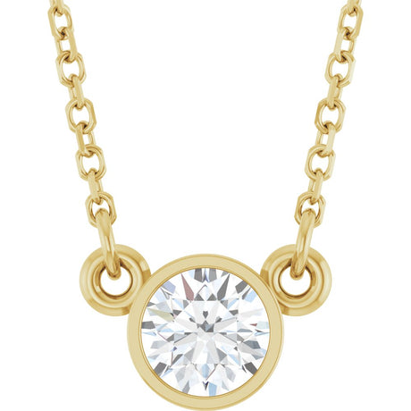 14K Yellow Gold 1/3 CT Natural Diamond Solitaire 18" Necklace 