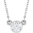 14K White Gold 1/3 CT Natural Diamond Solitaire 18" Necklace 