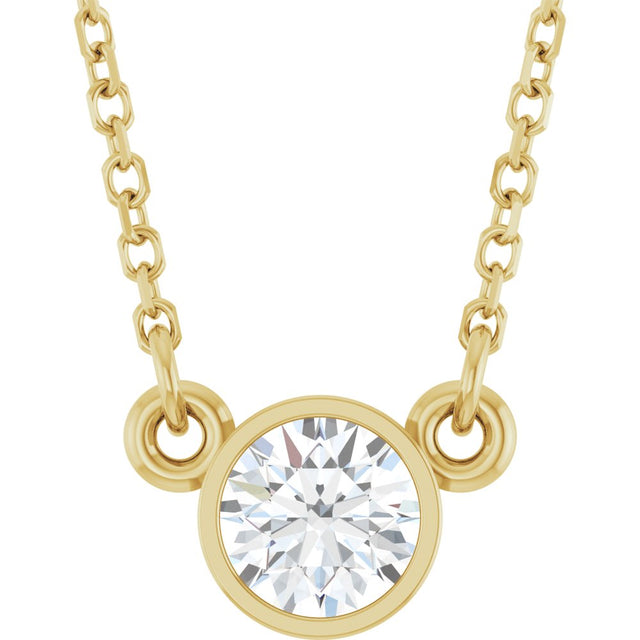 14K Yellow Gold 1/3 CT Natural Diamond Solitaire 18" Necklace 