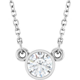 14K White Gold 1/3 CT Natural Diamond Solitaire 18" Necklace 