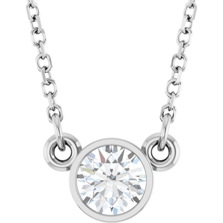 14K White Gold 1/3 CT Natural Diamond Solitaire 18" Necklace 