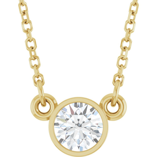 14K Yellow 1/3 CT Natural Diamond Solitaire 18" Necklace 