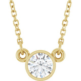 14K Yellow Gold 1/3 CT Natural Diamond Solitaire 18" Necklace 