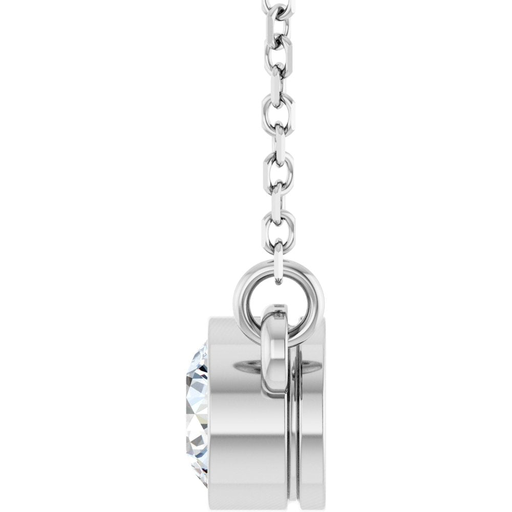 14K White Gold 1/3 CT Natural Diamond Solitaire 18" Necklace 