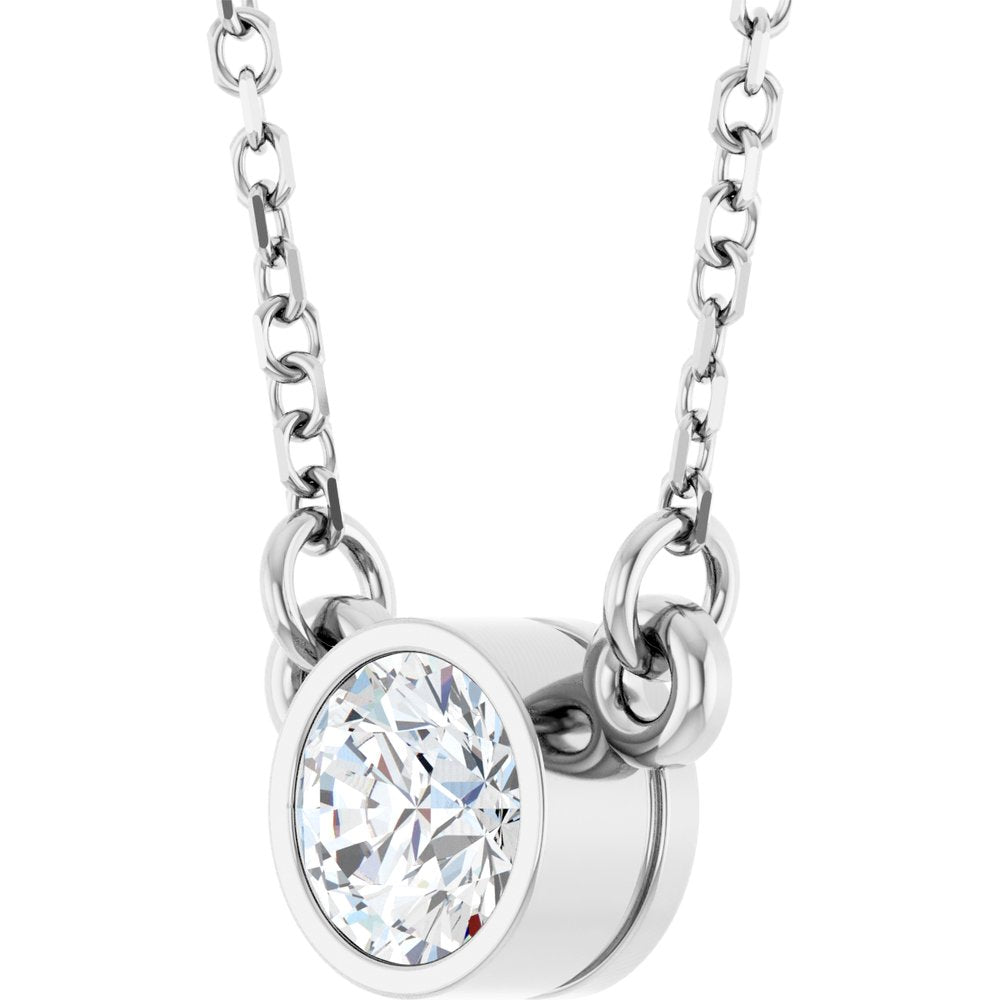 14K White Gold 1/3 CT Natural Diamond Solitaire 18" Necklace 