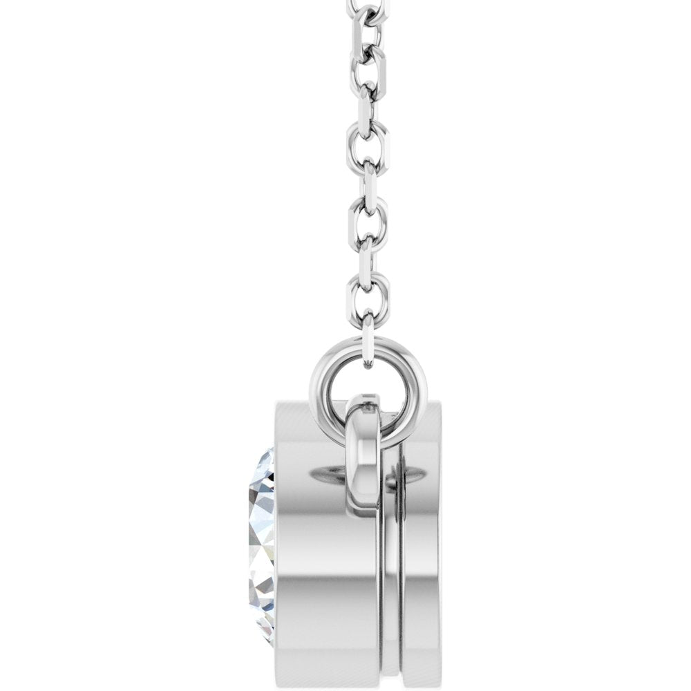 14K White Gold 1/2 CT Lab-Grown Diamond Solitaire 18" Necklace 