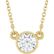 14K Yellow 1/2 CT Natural Diamond Solitaire 18" Necklace 