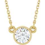 14K Yellow 1/2 CT Natural Diamond Solitaire 18" Necklace 