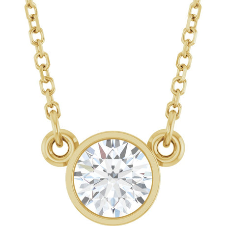 14K Yellow 1/2 CT Natural Diamond Solitaire 18" Necklace 