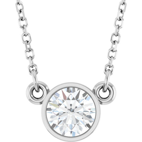 14K White 1/2 CT Lab-Grown Diamond Solitaire 18" Necklace 