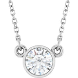 14K White Gold 1/2 CT Lab-Grown Diamond Solitaire 18" Necklace 