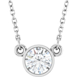 14K White 1/2 CT Lab-Grown Diamond Solitaire 18" Necklace 