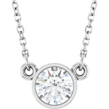 14K White Gold 1/2 CT Lab-Grown Diamond Solitaire 18" Necklace 