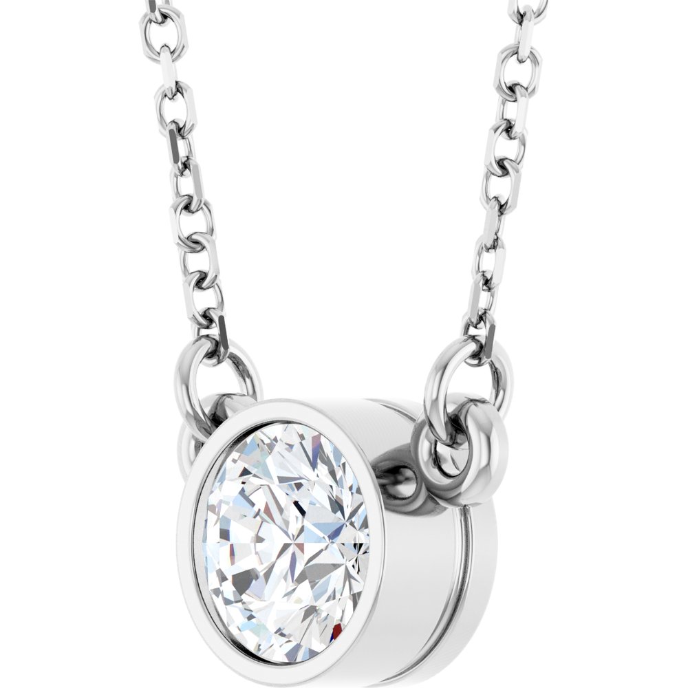 14K White Gold 1/2 CT Lab-Grown Diamond Solitaire 18" Necklace 