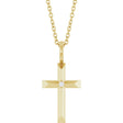 14K Yellow Gold .0075 CT Natural Diamond Cross 16-18" Necklace