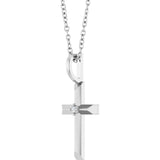 Sterling Silver .0075 CT Natural Diamond Cross 16-18" Necklace