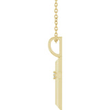 14K Yellow Gold .0075 CT Natural Diamond Cross 16-18" Necklace