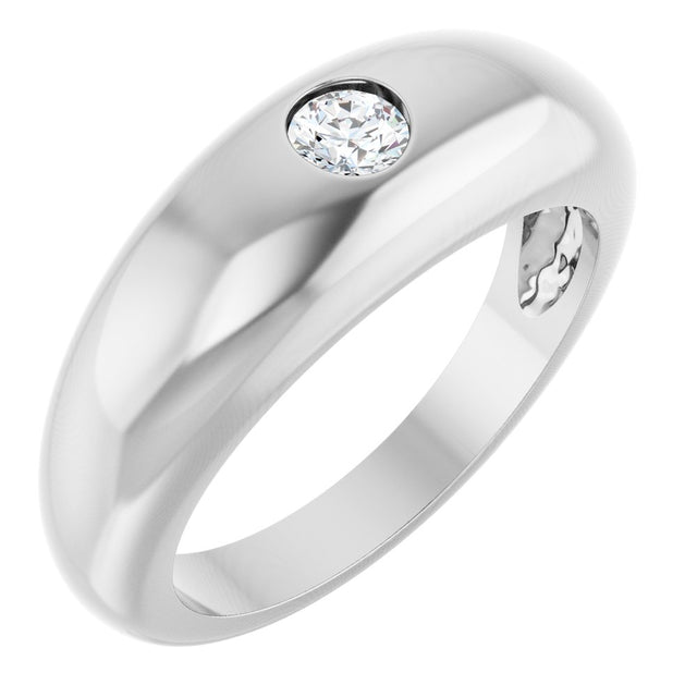 Platinum 1/4 CT Natural Diamond Dome Ring