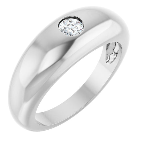 14K White Gold 1/4 CT Lab-Grown Diamond Dome Ring