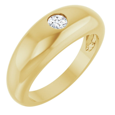 14K Yellow Gold 1/4 CT Natural Diamond Dome Ring