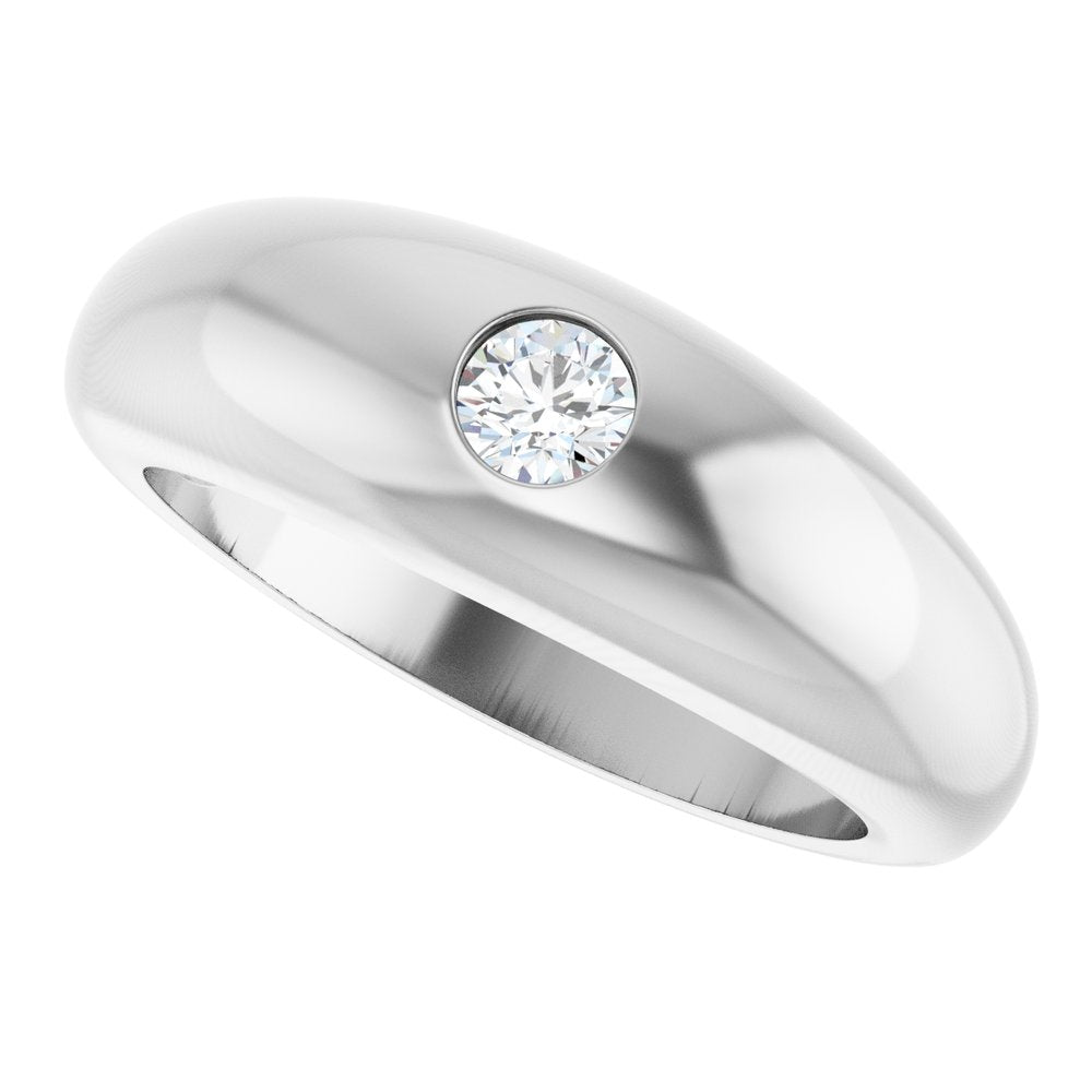 14K White Gold 1/4 CT Lab-Grown Diamond Dome Ring