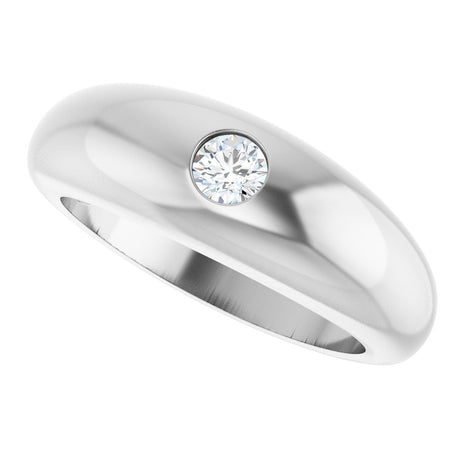 14K White Gold 1/4 CT Lab-Grown Diamond Dome Ring
