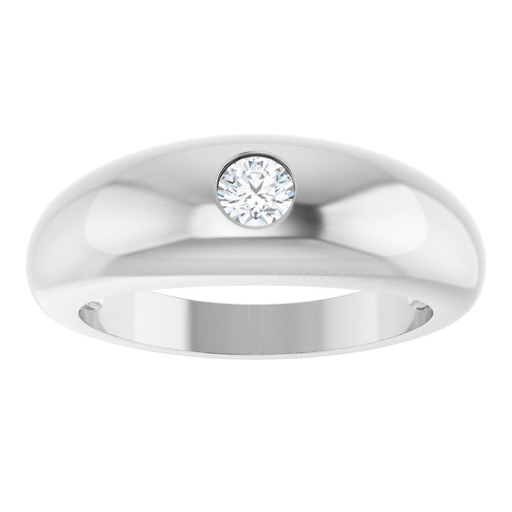 Platinum 1/4 CT Natural Diamond Dome Ring