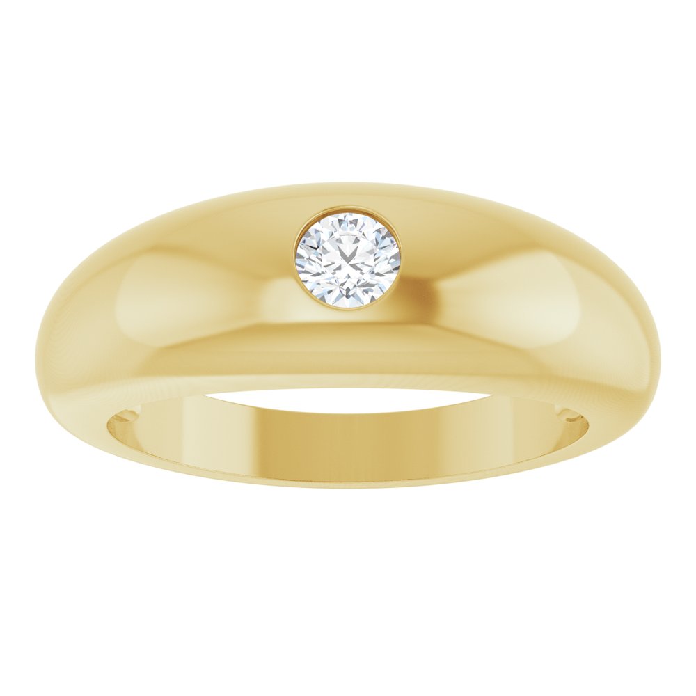 14K Yellow Gold 1/4 CT Natural Diamond Dome Ring