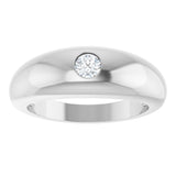 14K White 1/4 CT Lab-Grown Diamond Dome Ring