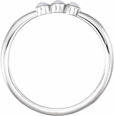 Sterling Silver Natural Rainbow Moonstone Stackable Ring