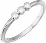Sterling Silver Natural Rainbow Moonstone Stackable Ring