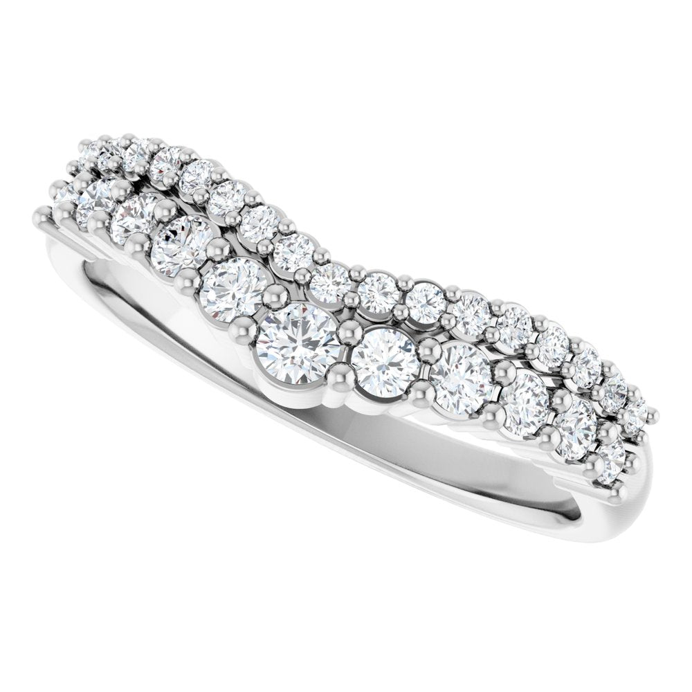 14K White 3/8 CTW Natural Diamond Contour Band