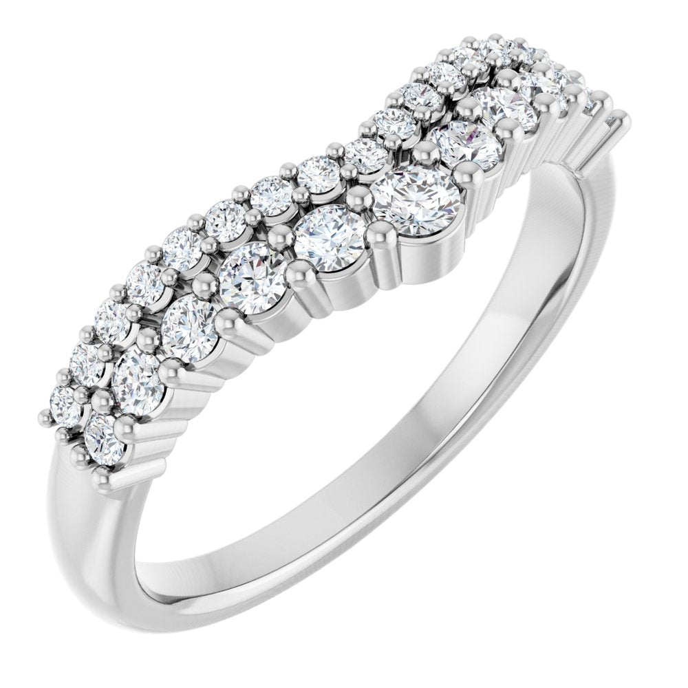 14K White 3/8 CTW Natural Diamond Contour Band