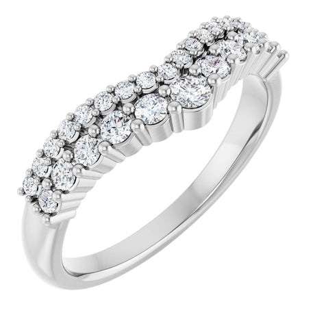 14K White Gold 3/8 CTW Natural Diamond Contour Band