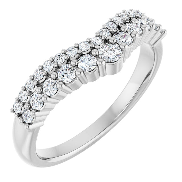 14K White Gold 3/8 CTW Natural Diamond Contour Band