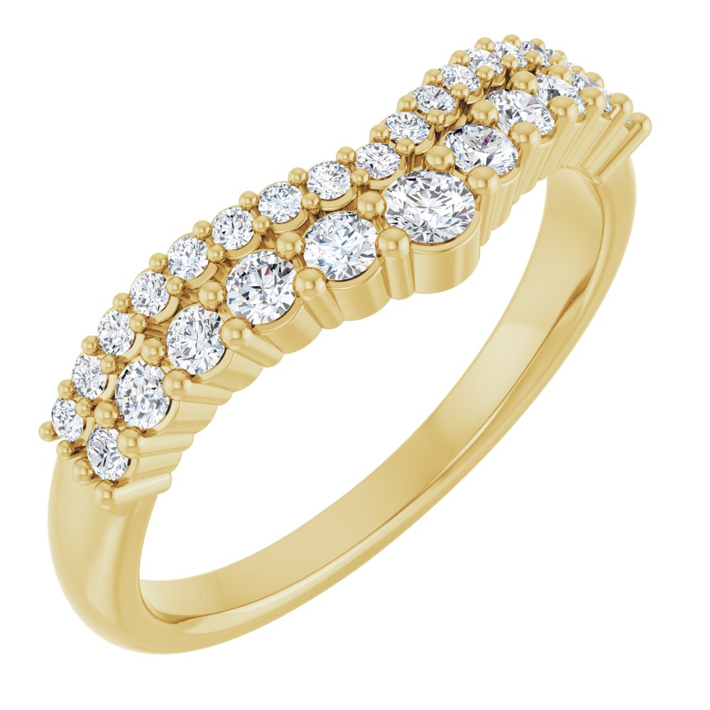 14K Yellow Gold 3/8 CTW Natural Diamond Contour Band