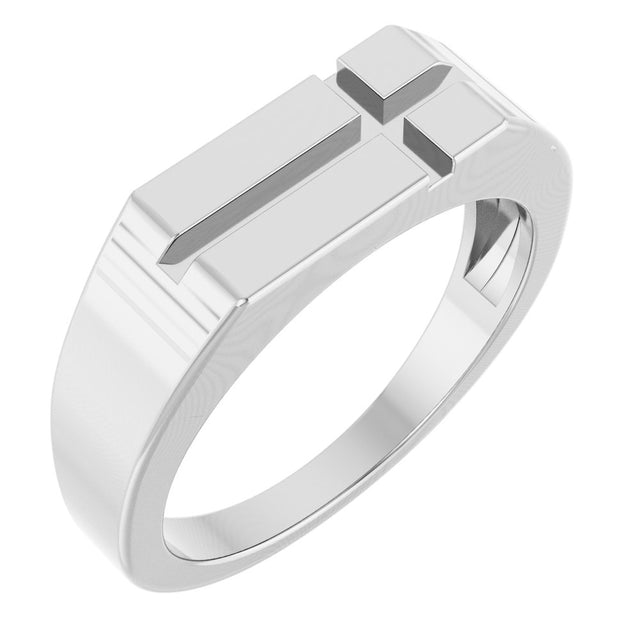 Sterling Silver Rectangle Cross Signet Ring