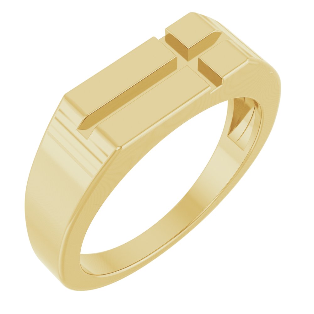 14K Yellow Gold Rectangle Cross Signet Ring