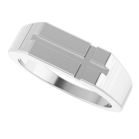 Sterling Silver Rectangle Cross Signet Ring